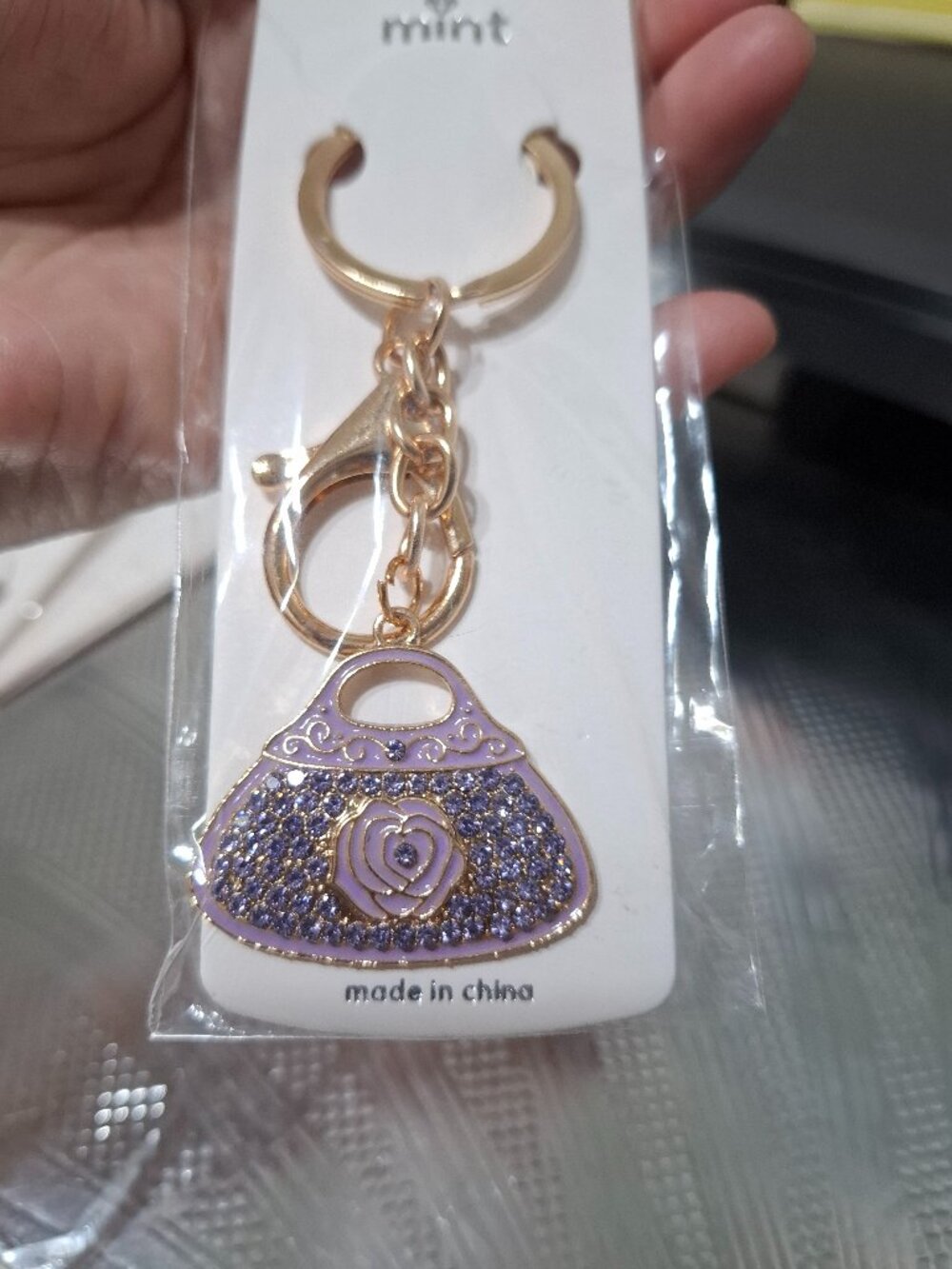 Cute Small Purse Blingy Keychain Keyring Handbag Charm Accessory Roses PICK ONE